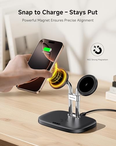 Dual Wireless Charger for iPhone 18 Pro Max/Duo, SwanScout 706M, Black - color: Black