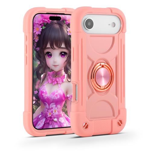 MARKILL Compatible with iPhone Air Case 6.5 Inch 2025 with 360 Degree Rotate Ring Stand, Military Grade Drop Protection Full Body Rugged Protective Case Kids Pink - color: Pink, size: iPhone Air 6.5"