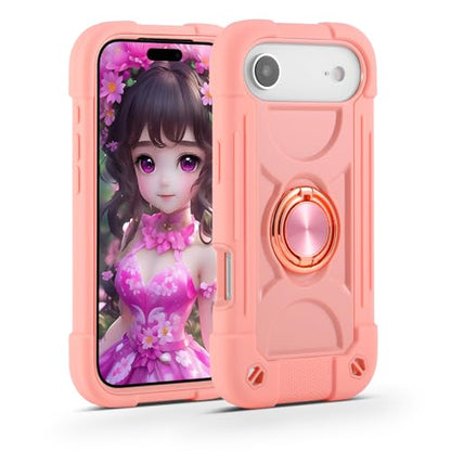 MARKILL Compatible with iPhone Air Case 6.5 Inch 2025 with 360 Degree Rotate Ring Stand, Military Grade Drop Protection Full Body Rugged Protective Case Kids Pink - color: Pink, size: iPhone Air 6.5"