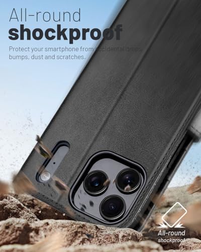 OCASE Compatible with iPhone 17 Pro Wallet Case, PU Leather Flip Folio Case with Card Holders RFID Blocking Kickstand [Shockproof TPU Inner Shell] Phone Cover 6.3 Inch 2025, Graphite - color: Graphite