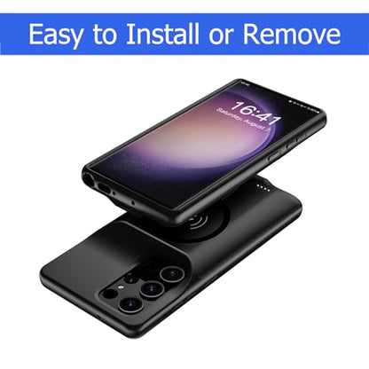 Battery Case for Galaxy S22 Ultra/S23 Ultra, BOVSRT 12000mAh Extended Portable Protective Case Backup Wireless Charger Case Compatible with Galaxy S22 Ultra/S23 Ultra (6.8 inch) Charging Cover-Black - size: Galaxy S22 Ultra/S23 Ultra