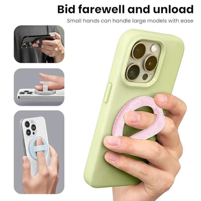 Magnetic Silicone Phone Grip Ring Holder Compatible with MagSafe Phone Case - color: Starlight Powder
