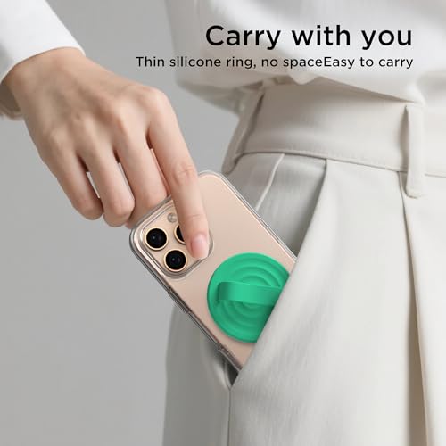 Magnetic Phone Grip for MagSafe, Silicone Ring Grip, Emerald Green - color: Emerald Green