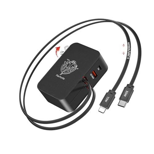 4-in-1 Retractable Wall Charger,35W Ultra-Compact Travel Charger - color: Black