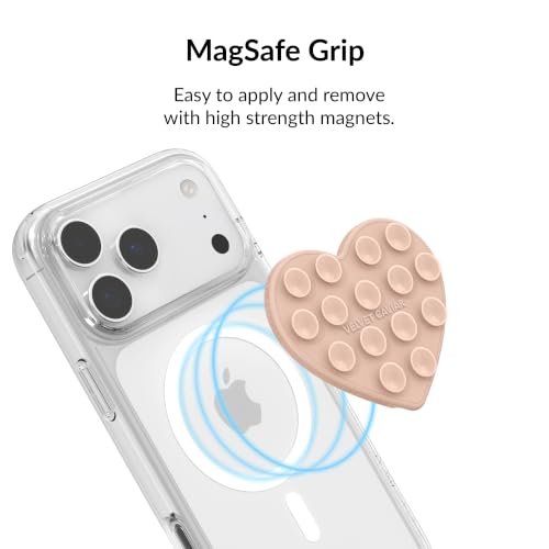 Velvet Caviar Suction Cup Phone Case Mount Compatible with MagSafe Devices Only - Magnetic Silicone Sticky Phone Grip Holder for iPhone Back of Phone - Mirror Gripper (Nude Heart) - color: Nude Heart