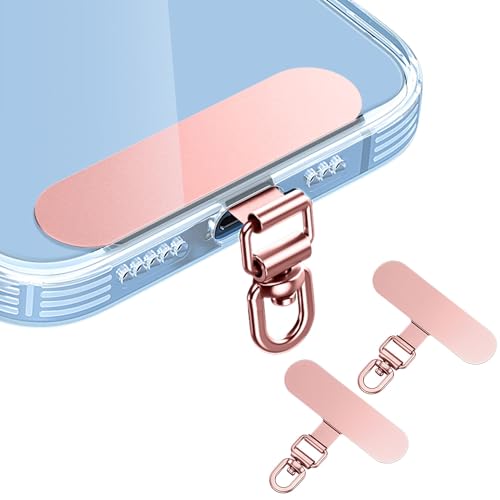 Minimalist 360° Rotatable Phone Tether Tabs (2-Pack) – Durable Stainless Steel with Protective Film to Prevent Scratches on Your Phone's Back, Rose Gold - color: 03 Stainless Steel - Rose Gold