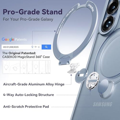 CASEKOO Blue 26U Case with 360 Spin Magnetic Stand, Fit for MagSafe | 360 Spin Magnetic Stand, Fit for MagSafe, 18FT MIL-STD Protection, Invisible Ring Holder Phone Case - color: Matte Blue