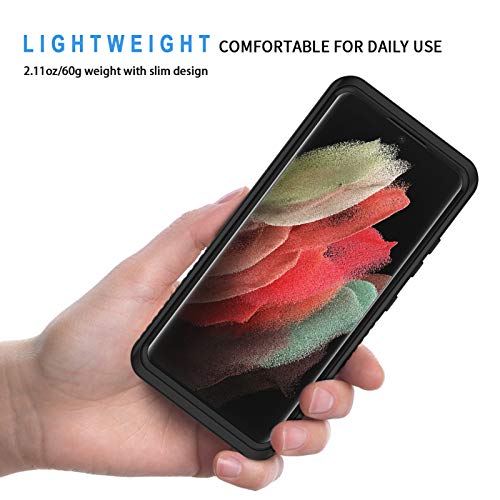 Lanhiem for Samsung Galaxy S21 Ultra Case, IP68 Waterproof Dustproof, Built-in Screen Protector, Rugged Full Body Shockproof Protective Phone Cover for Galaxy S21 Ultra 5G 6.8 Inch, Black - size: for Galaxy S21 Ultra