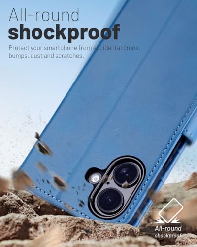 OCASE for iPhone 17 Wallet Case, Card Holder, Light Blue | RFID Blocking, Kickstand, Magnetic Closure, PU Leather Flip Folio, Shockproof TPU Shell, Protective Phone Cover (6.3") 2025 - color: Light Blue