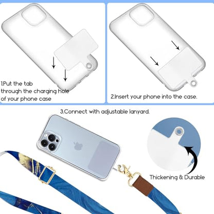 Phone Lanyard Wrist Strap Crossbody Adjustable, Cell Phone Lanyard for Around The Neck Shoulder Wristlet Strap - color: Blue Marble