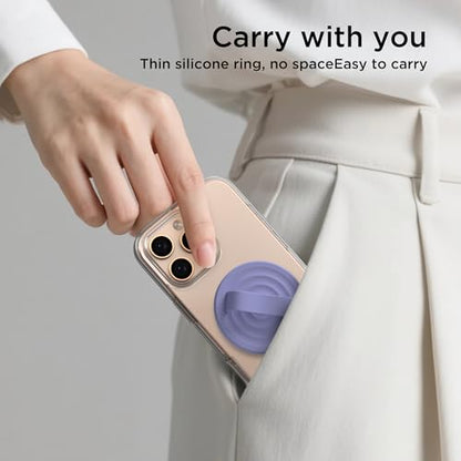 Magnetic Phone Grip for MagSafe, Silicone Ring Grip, Lavender - color: Lavender