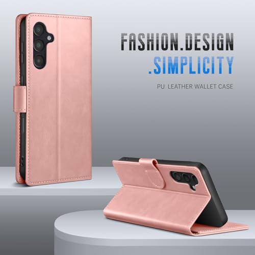 Wallet Case for Samsung Galaxy A16 5G, Pink | RFID-Blocking Card Holder, Kickstand, Magnetic Closure, PU Leather Folio Flip Cover, Protective Women Men Cases - color: Rose Gold, size: SamsungGalaxy A16