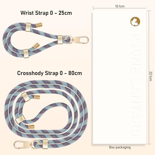 UKON Cell Phone Lanyard,Crossbody Lanyard and Wrist Strap Premium Metal Buckle Phone Charms with 2 X Clear Patch Compatible with All Smartphone(LightPurple) - color: Lightpurple