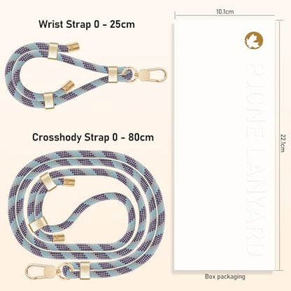UKON Cell Phone Lanyard,Crossbody Lanyard and Wrist Strap Premium Metal Buckle Phone Charms with 2 X Clear Patch Compatible with All Smartphone(LightPurple) - color: Lightpurple