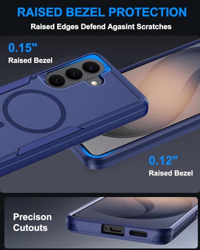 for Samsung Galaxy S26+ Plus Case with Screen Protector, S26 Plus Phone Case [Fit for MagSafe], Dual-Layer Heavy Duty Shockproof Magnetic Military Grade Protection Bumper Cover 6.7” (Blue)