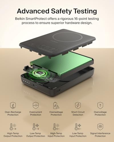 Belkin 10000mAh Qi2 15W Slim Magnetic Power Bank with USB C Cable - color: Black