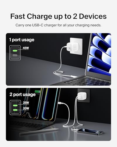 Belkin 45W Dual GaN USB C Charger Block, Fast Charging for Travel - style: 45W White