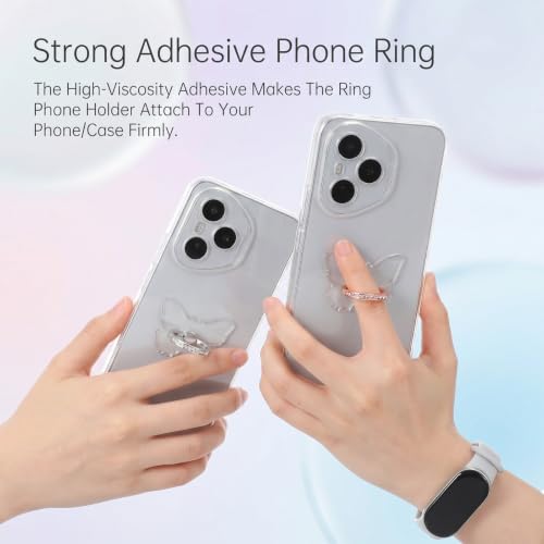 4pcs Transparent Butterfly Phone Ring Holder Clear Butterfly Phone Case Ring 360°Rotation Finger Holder Grip Compatible with Most Smartphones Tablets Cellphone Case