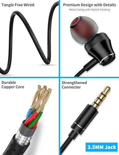 Wired Earbuds for Chromebook Laptop PC,3.5mm in Ear Headphones for Kindle - color: Black
