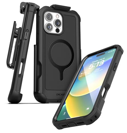 Encased Protective Belt Case for iPhone 16 Pro with Built-in Screen Protector and Phone Holster Clip (Compatible with MagSafe) Heavy-Duty Hybrid Rugged Cover - size: iPhone 16 Pro