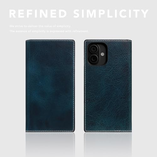 SLG D7 Italian Wax Leather Wallet Case for iPhone 16 - [2-in-1] Handcrafted Detachable Diary Style with Magnetic MagSafe Back Cover, Gift Box Included (Blue) - color: [D7 Wax] Blue, size: iPhone 16