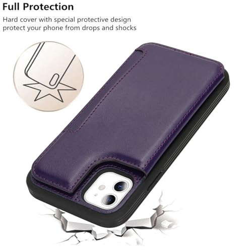 iCoverCase Compatible with iPhone 11 Case with Card Holder, Wallet Phone Case for Women Men RFID Blocking PU Leather Protective Case 6.1 Inch (Dark Purple) - color: Dark Purple
