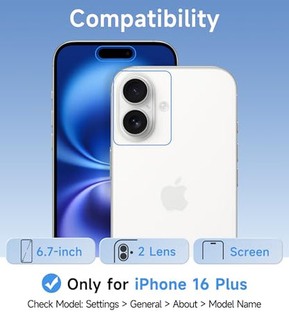 USLAI Case for iPhone 16 Plus, Anti-Yellowing, Crystal Clear Back, Shockproof & Military‑Grade Drop Protection - Transparent - color: Clear, size: iPhone 16 Plus
