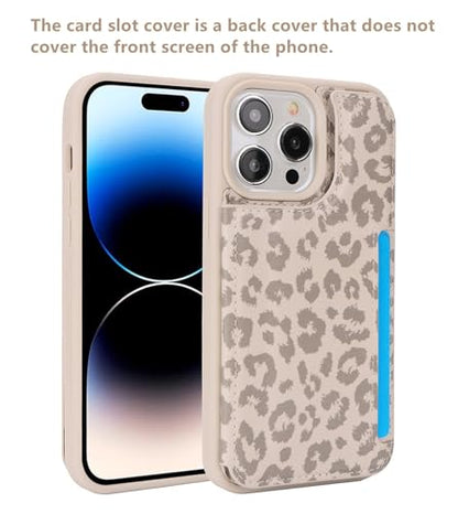 iCoverCase Compatible with iPhone 14 Pro Case with Card Holder, Wallet Case for Women Men RFID Blocking PU Leather Protective Phone Case 6.1 Inch (Beige Leopard) - color: Beige Leopard