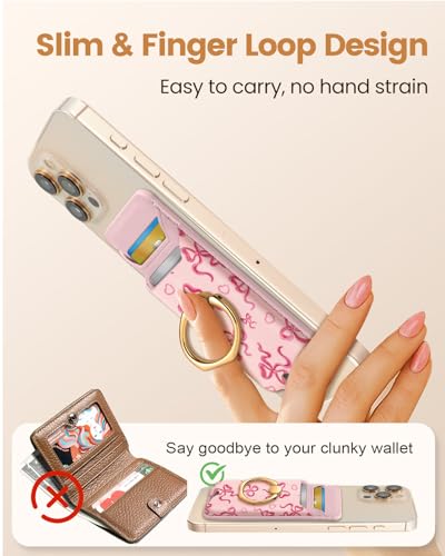 Shorogyt Compatible with Magsafe Wallet with Ring, Butterfly - color: Butterfly