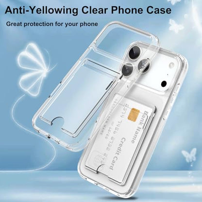 Gukalong Clear Wallet Case for iPhone 17 Pro Max with Credit Card Holder | Hard PC Heavy Duty Shockproof Protection Anti-Scratch Phone Cover Card Slot Anti-Yellowing Case for Women Men - size: for iPhone 17 Pro Max