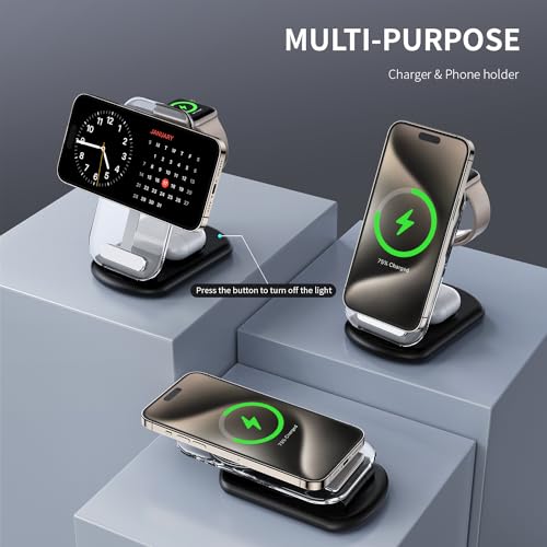 2026 Traveling Wireless Mag-Safe Fast Charging Station - color: Black