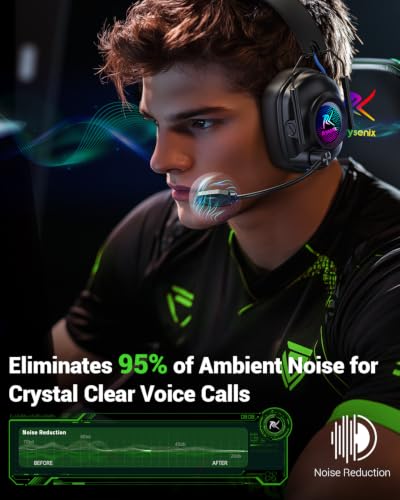 Krysenix Wireless Gaming Headset with Noise Canceling Microphone - Blue - color: Blue