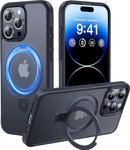 CASEKOO for iPhone 15 Pro Case with Magnetic Invisible Stand [Military Drop Protection] [Compatible with MagSafe] Shockproof Slim Translucent Matte Case 6.1 Inch, Black, for Man/Woman - color: Black, size: for 15 Pro Case 6.1"