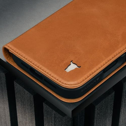 TORRO Leather Case Compatible with iPhone 17 6.3" 2025 - Premium Leather Wallet Flip Case with Kickstand and Card Slots (Compatible with Official MagSafe Chargers) - Light Brown - color: Light Brown, size: iPhone 17