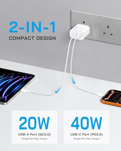 40W USB C Charger Block - color: White, size: 40W