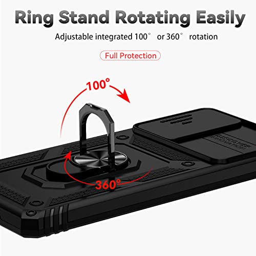 for Samsung Galaxy S20 FE 5G Case with Camera Lens Cover HD Screen Protector, Military-Grade Drop Tested Magnetic Ring Holder Kickstand Protective Phone Case for Samsung Galaxy S20 FE 5G (Black) - color: Black with camera cover Military-Grade 2nd gen