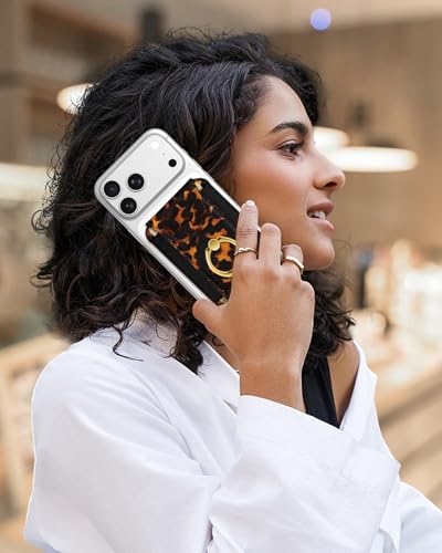 Shorogyt Compatible with Magsafe Wallet with Ring Grip Magnetic Card Holder - Cute Phone Wallets with Stand for iPhone 17/16/15/14/13/12 Series for Women Girls Brown Leopard Design, Fit 7 Cards - color: Brown Leopard