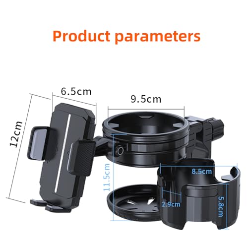 4-in-1 Universal Stroller Cup Holder – Adjustable Single/Double Cup & Phone Holder, 360° Rotatable, Anti-Slip Silicone Grip, Spill-Proof Design for Baby Strollers, bicycles,Wheelchairs, Shopping Carts