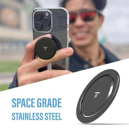 Tango Ultra Thin Grip for MagSafe: One Hand Open, Stand, 10x Expandable, Space Grade Steel, Removable for Wireless Charging. Half The Thickness, Twice The Fidget - Matte Black