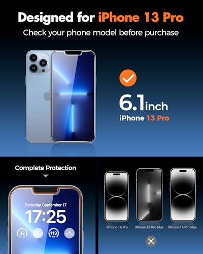 UNBREAKcable 4PCS Screen Protector for iPhone 13 Pro - 2 Privacy Tempered Glass+2 Clear Glass Double Shatterproof [Installation Frame] [9H Hardness] [Case Friendly] Anti-Scratch for iPhone 6.1 inch - size: iPhone 13 Pro