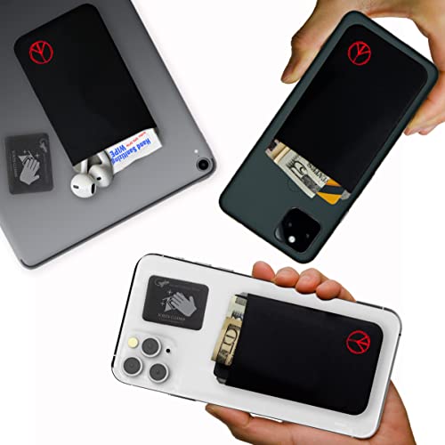 Phone Wallet - Adhesive Card Holder - Cell Phone Pouch - Stick on Lycra Pocket by Gecko - Carry Credit Cards and Cash - color: PEACE