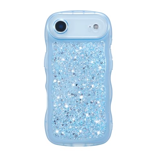ZTOFERA for iPhone Air Case 6.5", Cute Curly Wavy Design with Glitter Sequins,Luxury Aesthetic Bling Sparkly Shockproof Protective Phone Case for iPhone Air-Glitter Blue - color: Glitter Blue, size: for iPhone Air 6.5"