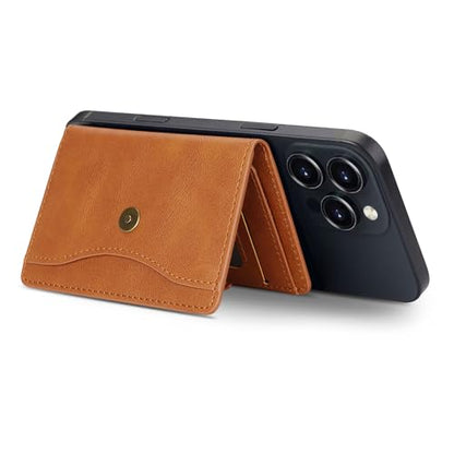 Ultra-Thin Magnetic Wallet and Card Holder (brown) | Compatible with All Magnetic Protective Case,Premium PU leather, stand function, 6 card slots; Fits iPhone17/16/15/14series - color: brown