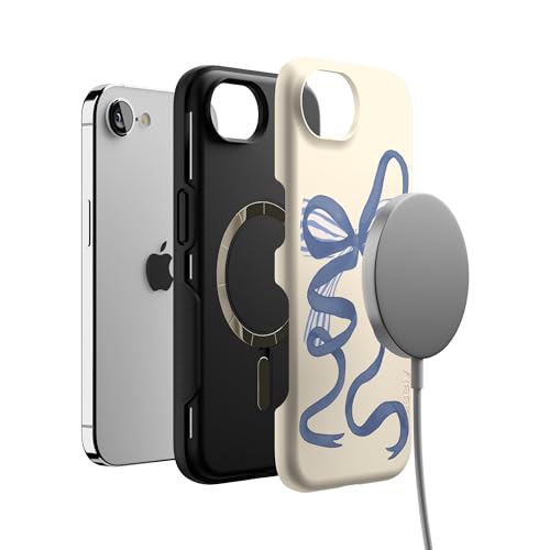 Casely iPhone 16e Case | Heartstrings | Blue Bow | Bold Protective Design | Compatible with MagSafe - color: Heartstrings | Blue Bow