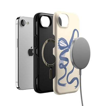 Casely iPhone 16e Case | Heartstrings | Blue Bow | Bold Protective Design | Compatible with MagSafe - color: Heartstrings | Blue Bow