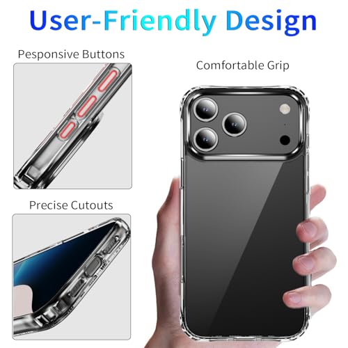 DEERLAMN Clear Case for iPhone 17 Pro Max 6.9-Inch, Military Grade Drop Protection Anti-Scratch Transparent Ultra Slim Non-Yellowing Shockproof Protective Phone Cover - size: iPhone 17 Pro Max 6.9-Inch