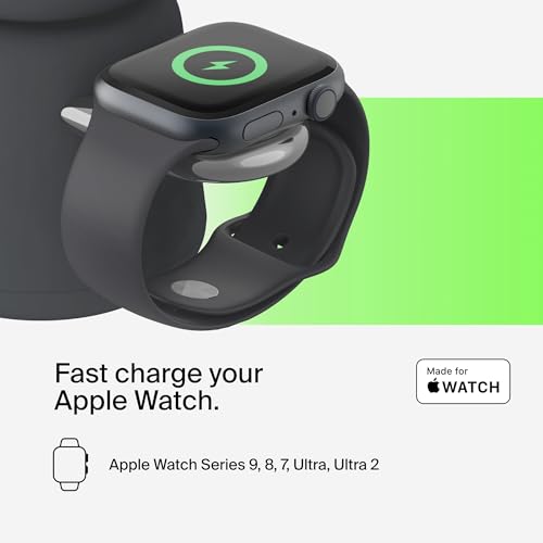 Belkin Qi2 15W Wireless Charging Dock, 2 in 1 Fast iPhone Charger - color: Black, style: Latest Gen