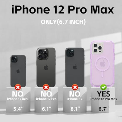 Follaroma Magnetic for iPhone 12 Pro Max Case, Heavy Duty Cases,Purple,6.7" | Compatible with MagSafe, Heavy Duty Shock proof Protection, Military-Grade Anti-Drop, Dual Layer Transparent Protective Cover - color: Purple, size: iPhone 12 Pro Max 6.7''