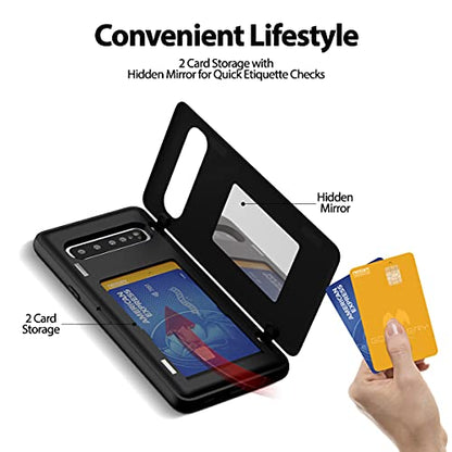 GOOSPERY Galaxy S10 5G Wallet Case with Card Holder, Protective Dual Layer Bumper Phone Cover (Black) - color: Black, size: Galaxy S10 5G