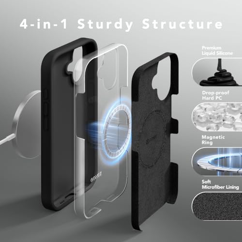 GONEZ Magnetic for iPhone 17 Case, Silicone Cover Black - color: Black, size: Iphone 17